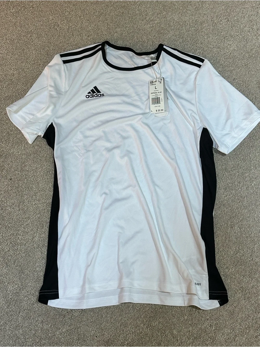 adidas White and Black Short Sleeve Athletic Tee